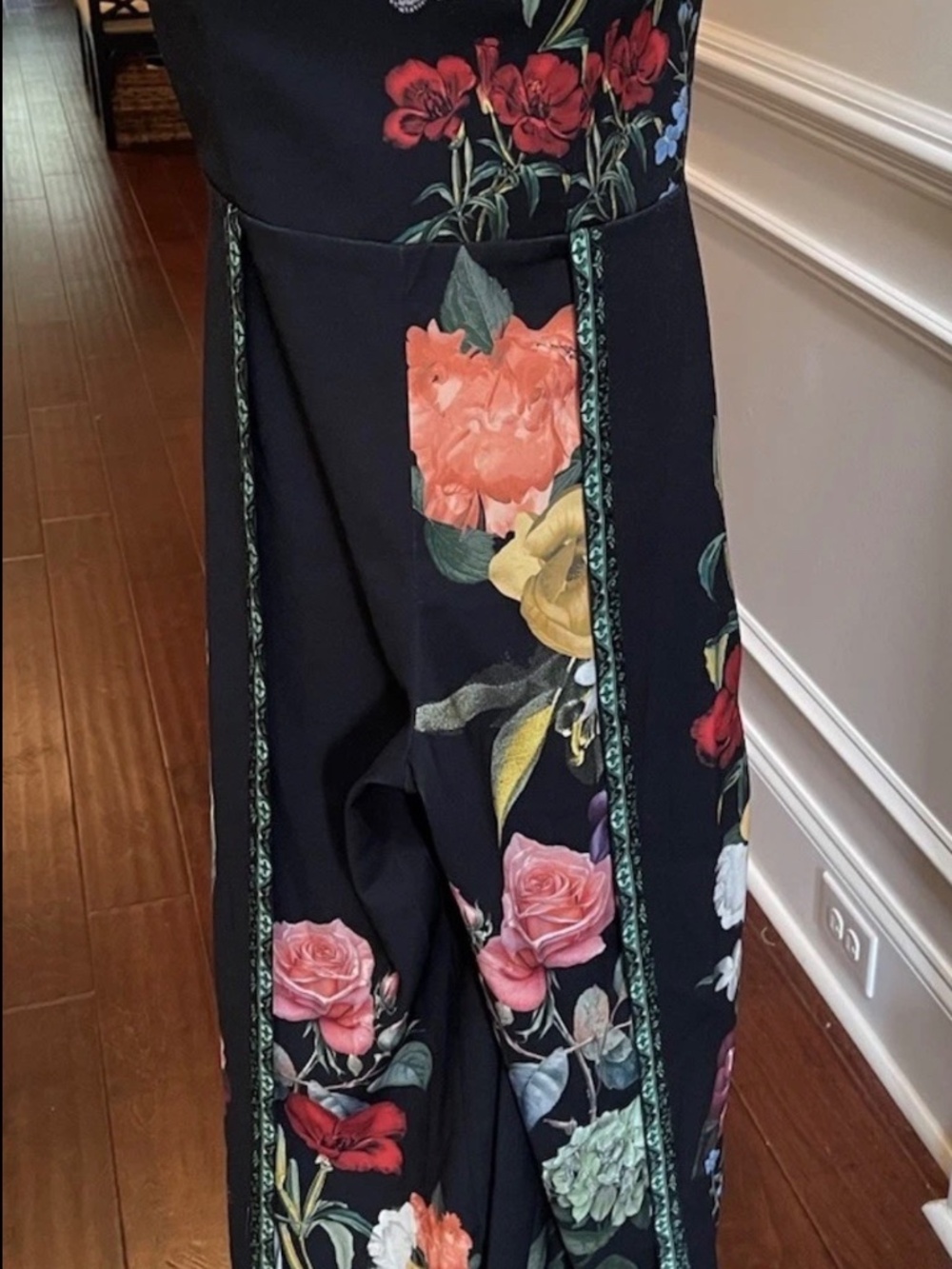 Alice + Olivia Berna Floral Strapless Jumpsuit In The Wind Side Split Leg 10 NWT - Picture 10 of 16